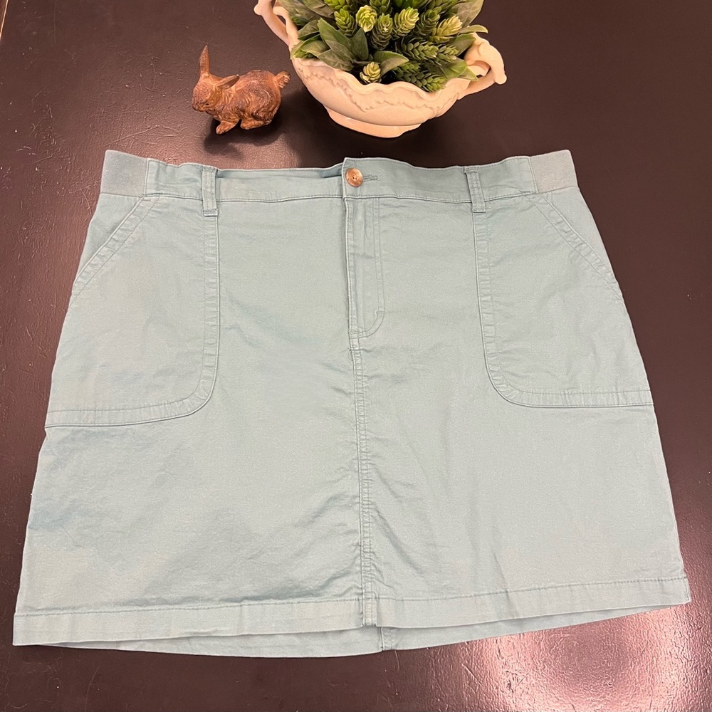 Lee Robin Egg Blue Regular Fit Mid Rise‎ Skirt Skort Plus Size 20 Preppy Coastal